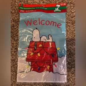 Peanuts Snoopy House Flag Decorative Christmas Lights Welcome 12x18